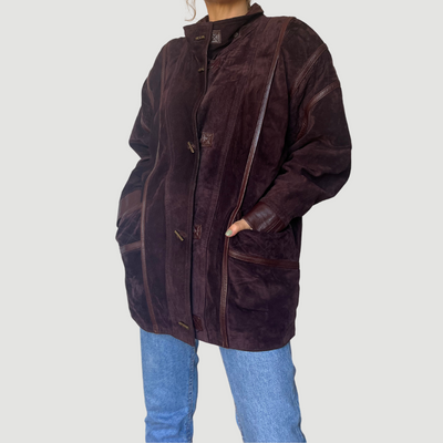 Vintage Woman burgundy Suede Leather jacket