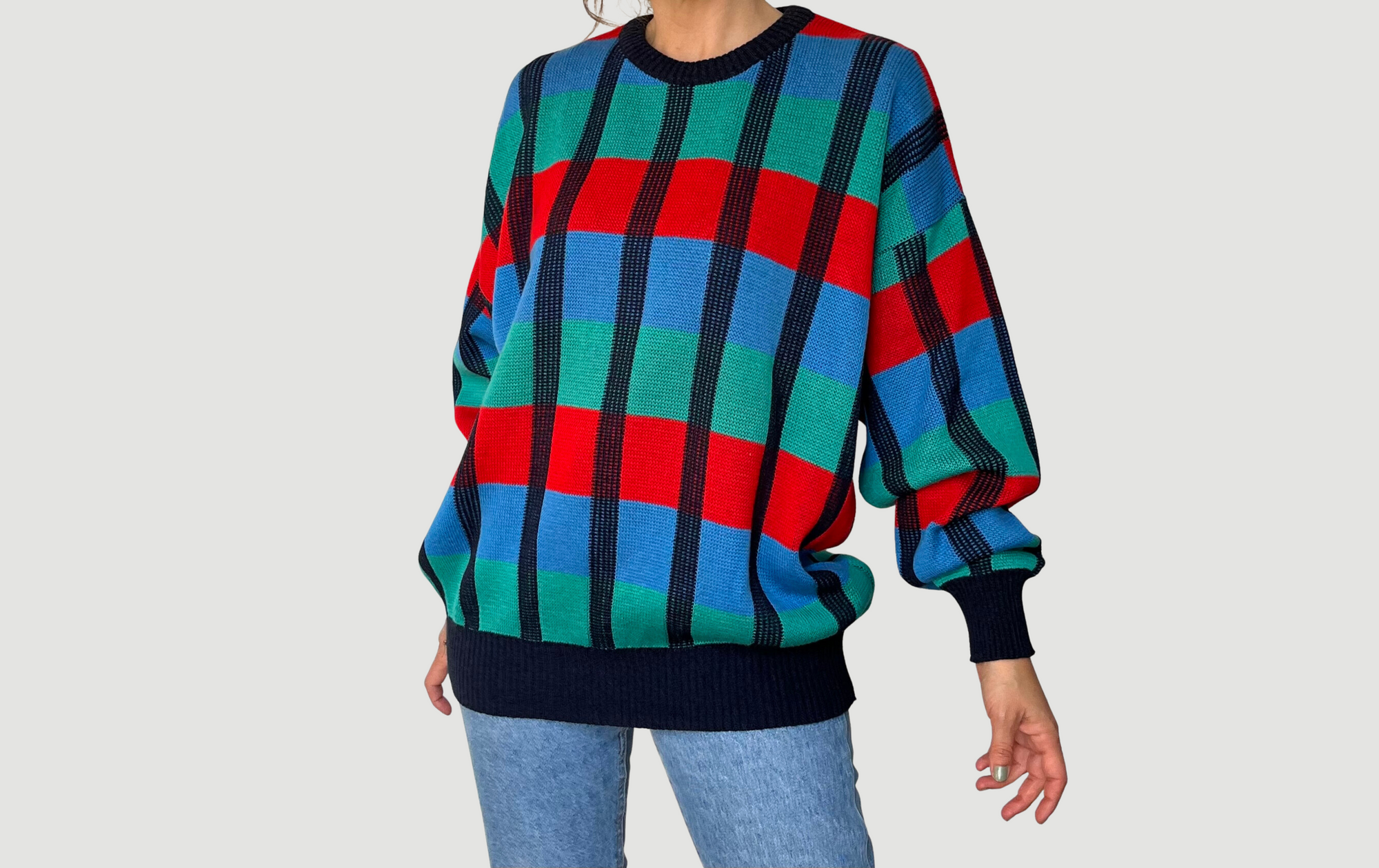 Vintage Plaid cotton Sweater