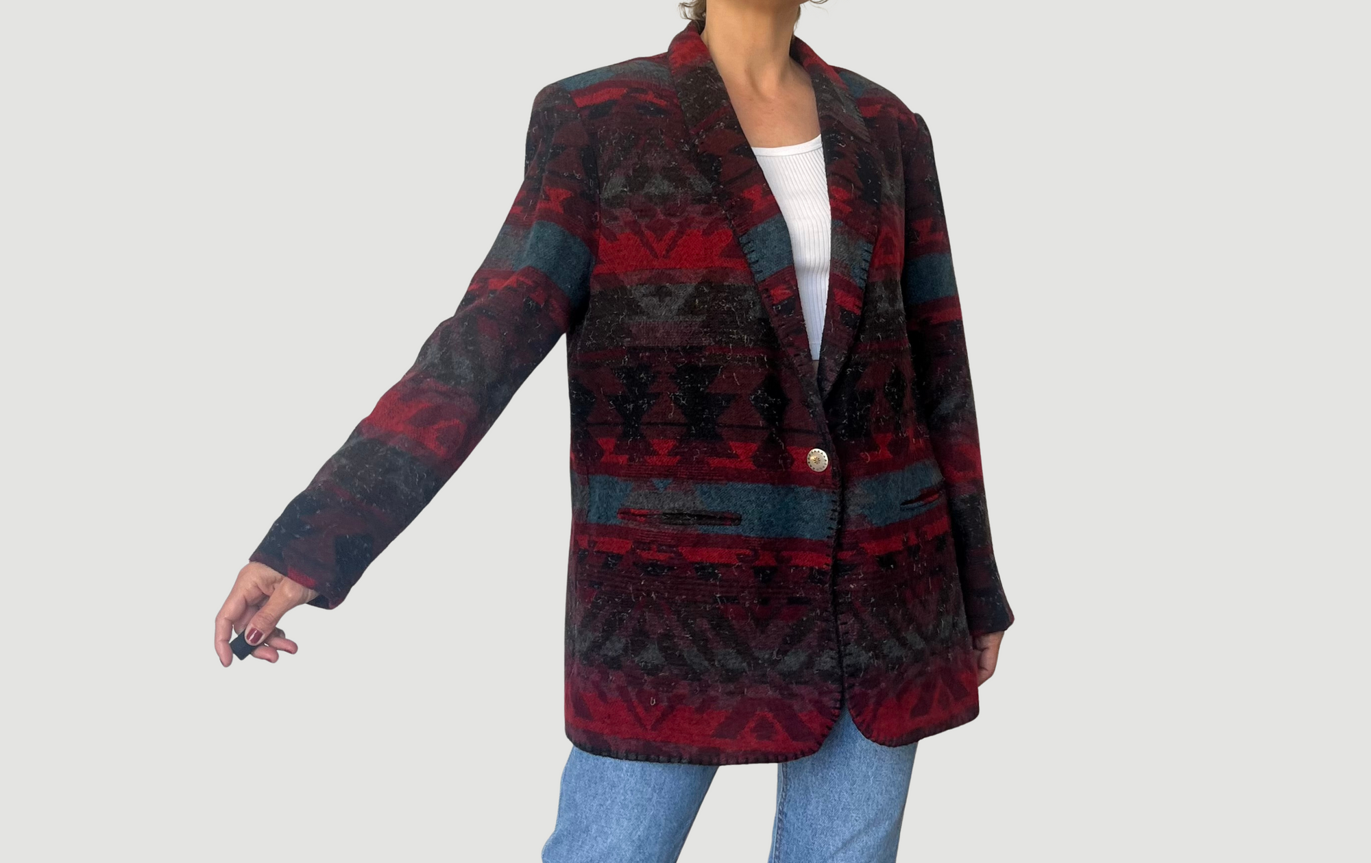 Vintage Abstract Wool Blazer