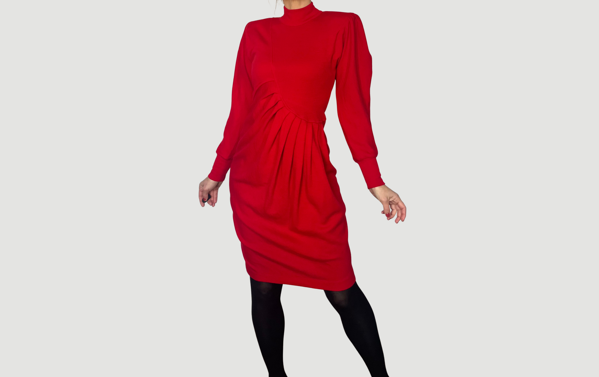 Vintage Long sleeves Red Dress