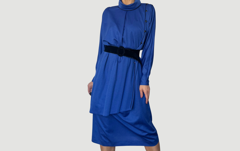 Vintage Long sleeves blue Dress