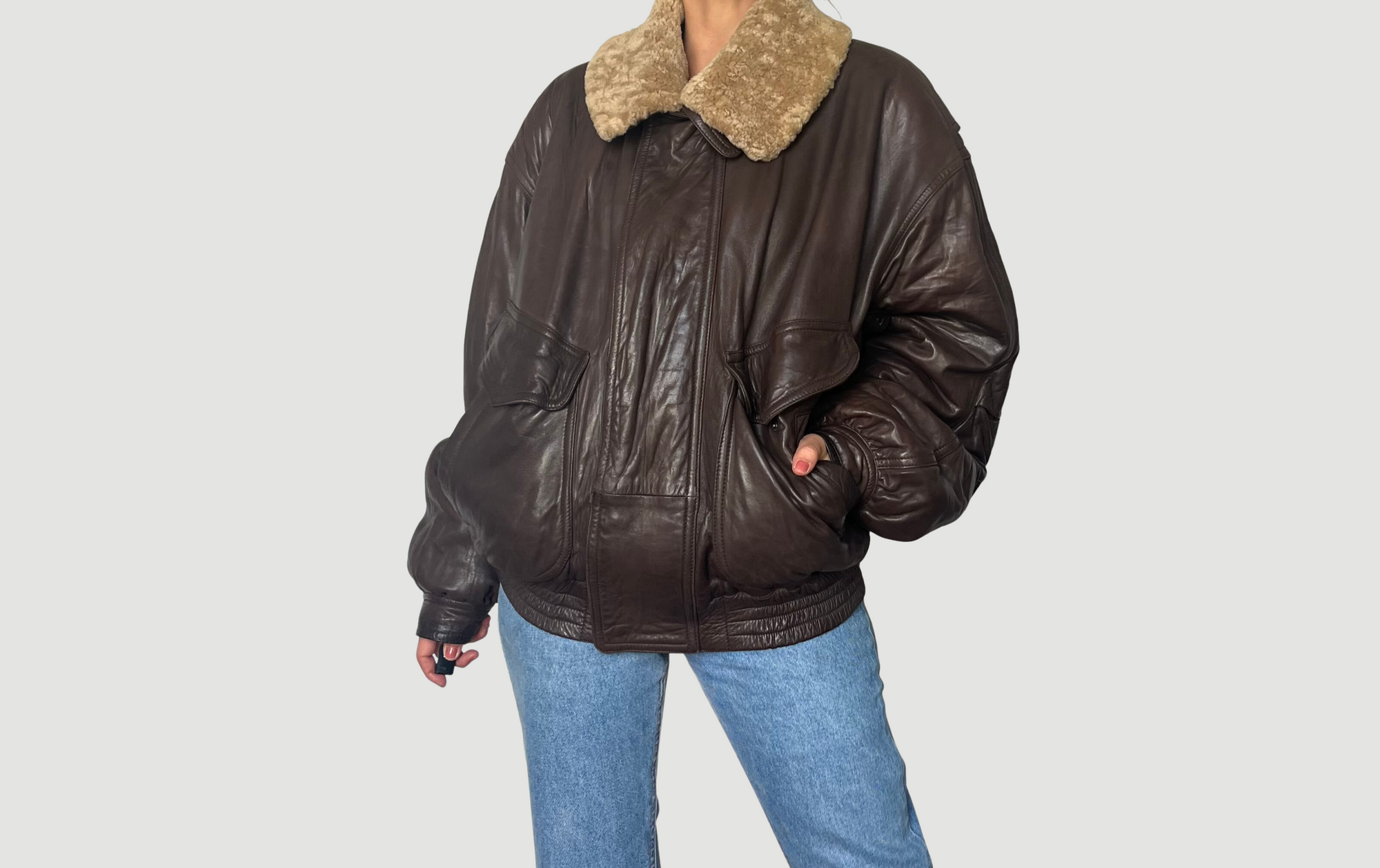 Vintage Aviator Sherpa Brown Leather bomber