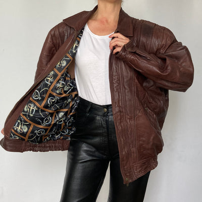 Brown Bomber leather jacket