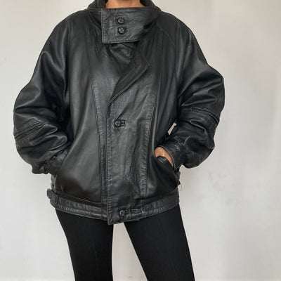 Black Bomber leather jacket